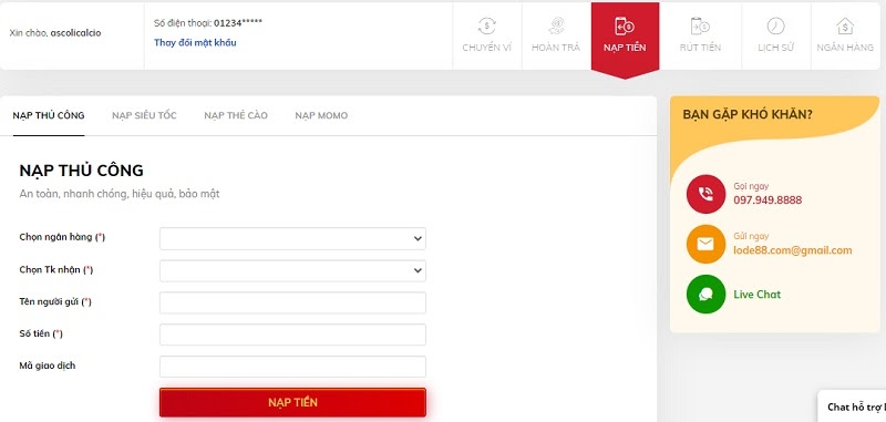 Phương thức thanh toán tại nhà cái Lode88 mà bạn có thể chọn